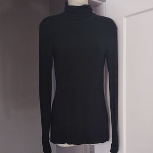 Bailey 44 Classic Black Long Sleeve Top Button Cuff Detail - Size SMALL